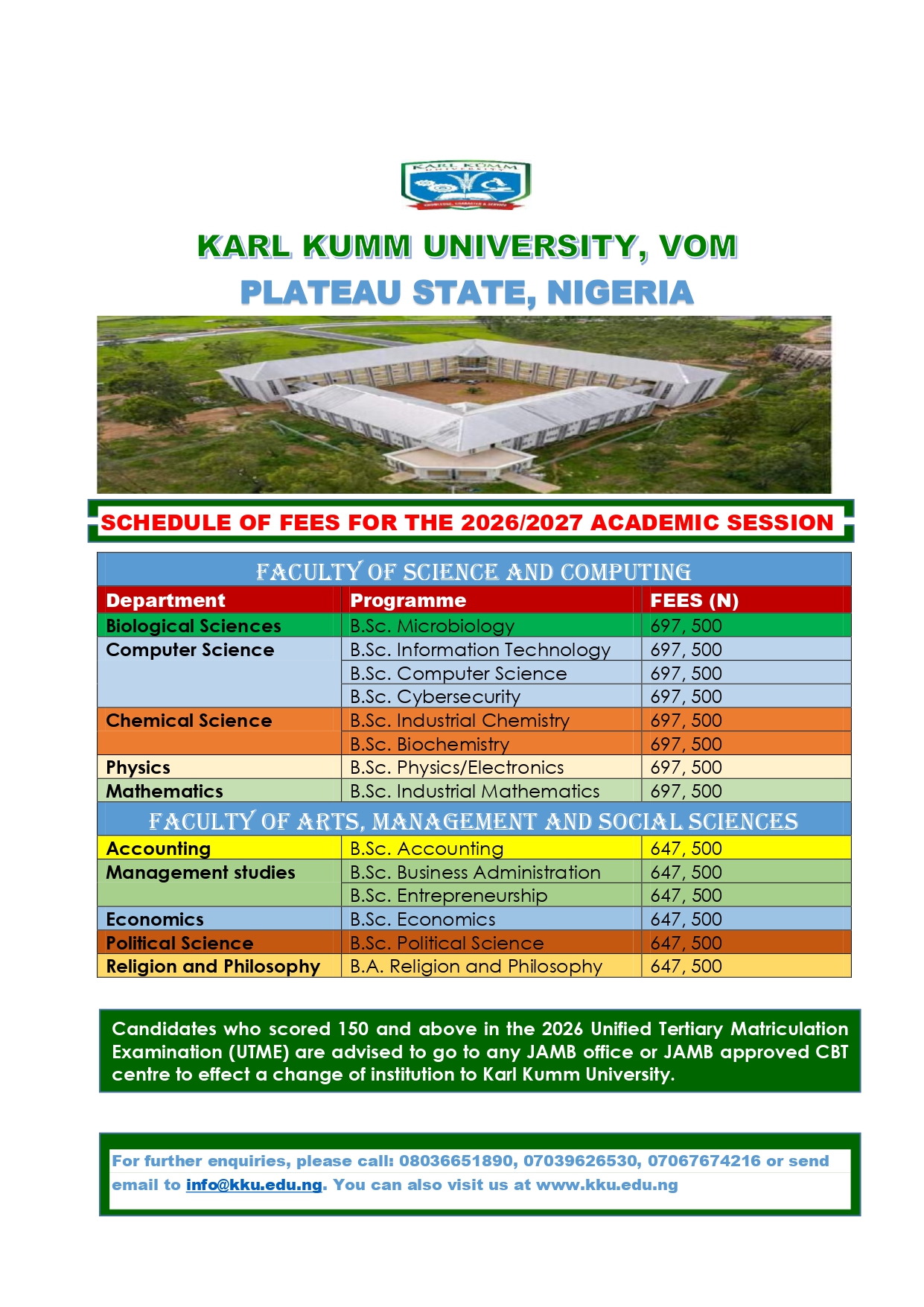 Karl Kumm University Fees Structure Page 1